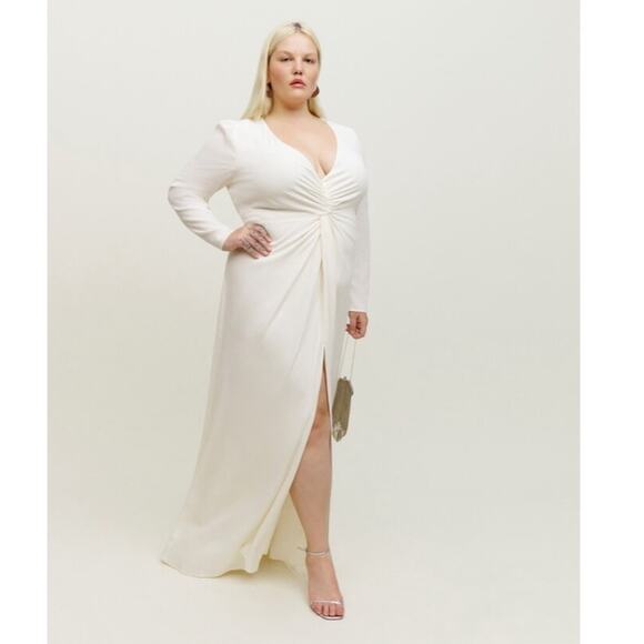 Reformation Plus Size Bridal Gatsby Long Sleeve Maxi Dress in Ivory Size 20 NWT - Picture 1 of 8